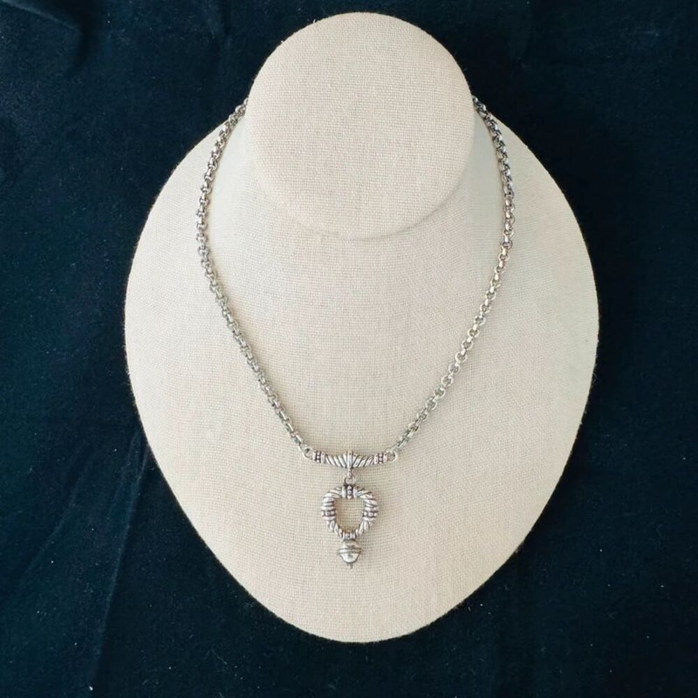 Brighton Silver Plated Twisted Rope Door Knocker Drop Pendant Necklace 16"-18"